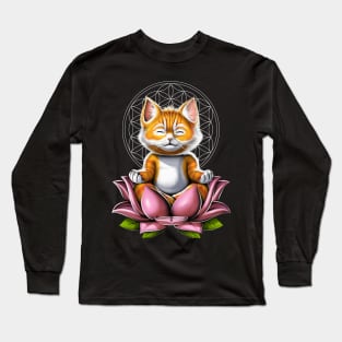 Cute Cat Meditation Long Sleeve T-Shirt